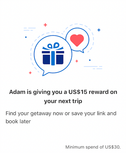 Booking.com $15 USD referral reward