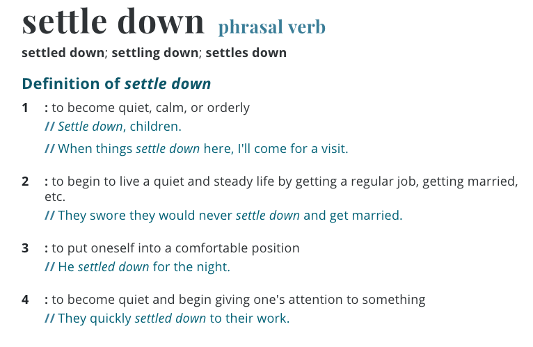 Settling Down definition