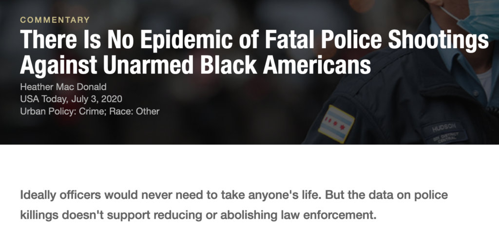 There Is No Epidemic of Fatal Police Shootings Against Unarmed Black Americans